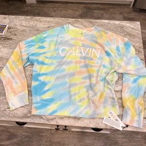 Calvin Klein performance crop sweatshirt tie dye NWT